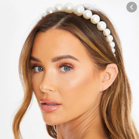 FAUX PEARL HEADBAND GRADUATED BAUBLE BRIDAL - Picture 4 of 5